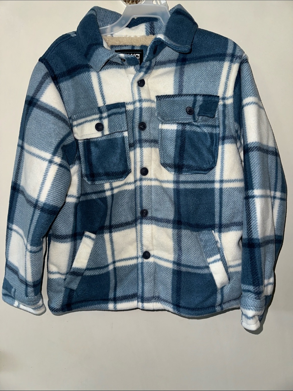 Tony Hawk Blue & White Plaid Fleece Shacket